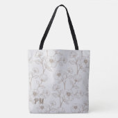 Grey Custom Monogram Tote Bag (Voorkant)