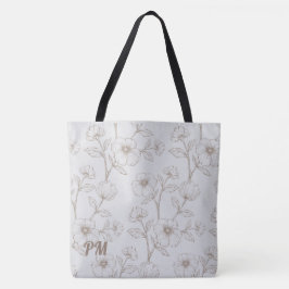 Grey Custom Monogram Tote Bag