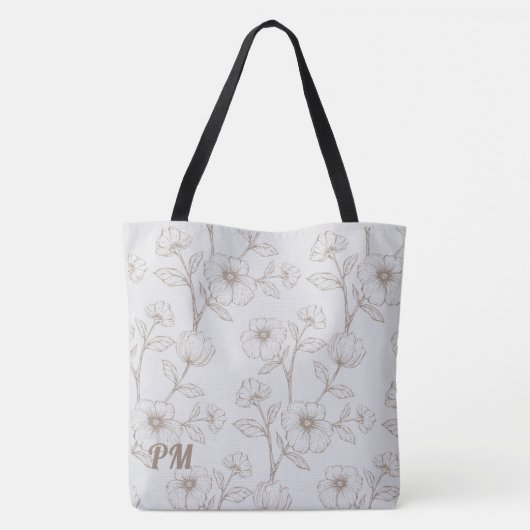 Grey Custom Monogram Tote Bag (Achterkant)
