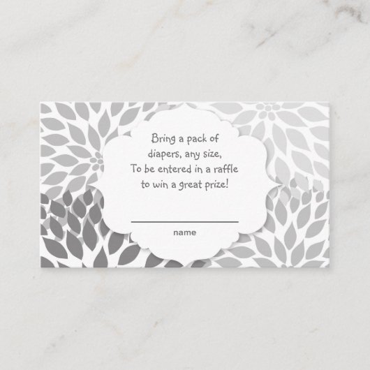 Grey Dahlia Luier verloting ticket, U PERSONALISER Informatiekaartje (Voorkant)