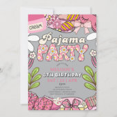 Grey Daisy Pajama Party Birthday Invitation Kaart (Voorkant)