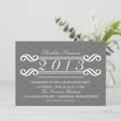 Grey  Damask 2013 Afstuderen Uitnodiging (Staand voorkant)