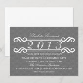 Grey  Damask 2013 Afstuderen Uitnodiging (Voorkant / Achterkant)