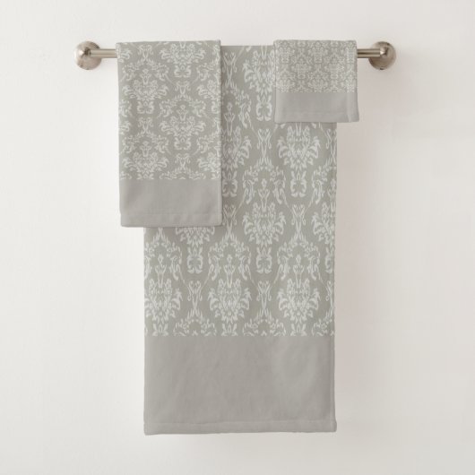 Grey Damask  Bad Handdoek (Insitu)