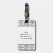 Grey Damask Bagagelabel (Achterkant verticaal)