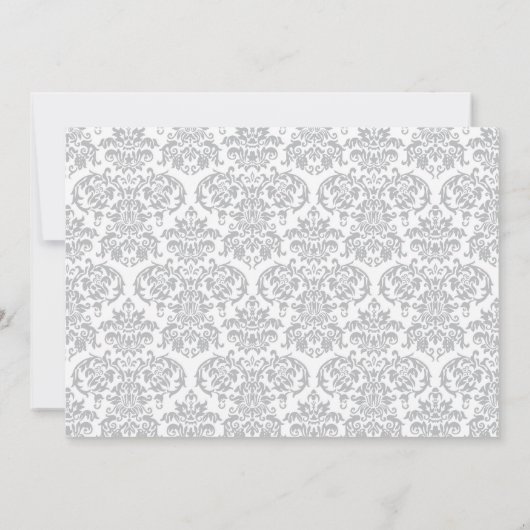 Grey Damask Cross Baptisme Kaart (Achterkant)
