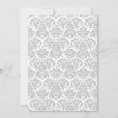 Grey Damask Cross Baptisme Kaart (Achterkant)