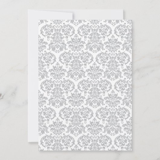 Grey Damask Cross Baptisme Kaart (Achterkant)