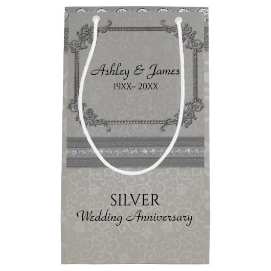 Grey Damask en Diamonds Klein Cadeauzakje (Voorkant)