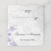Grey Damask en Paarse Berry Wedding Plaatskaartje (Buitenkant ongevouwen)
