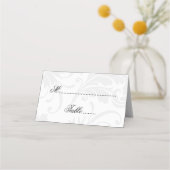 Grey Damask en Paarse Berry Wedding Plaatskaartje (Achterkant)