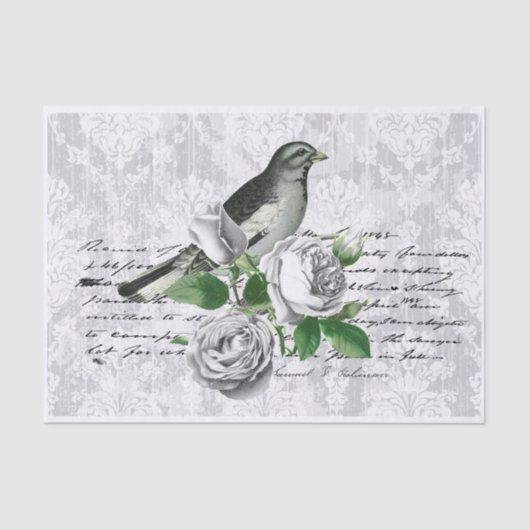 Grey Damask Floral Tissuepapier