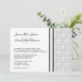 Grey Damask Formal 5x7 Wedding Uitnodiging (Staand voorkant)