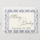 Grey Damask Invitation Kaart (Voorkant)