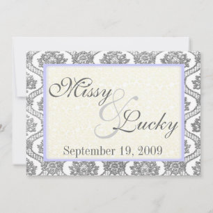 Grey Damask Invitation Kaart