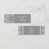 Grey Damask Patroon 1 met Monogram Mini Visitekaartje (Voorkant / Achterkant)