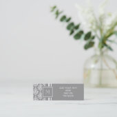 Grey Damask Patroon 1 met Monogram Mini Visitekaartje (Staand voorkant)