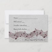 Grey Damask Red Music RSVP (Voorkant)