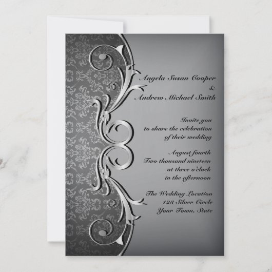 Grey Damask, Silver Scroll Kaart (Voorkant)