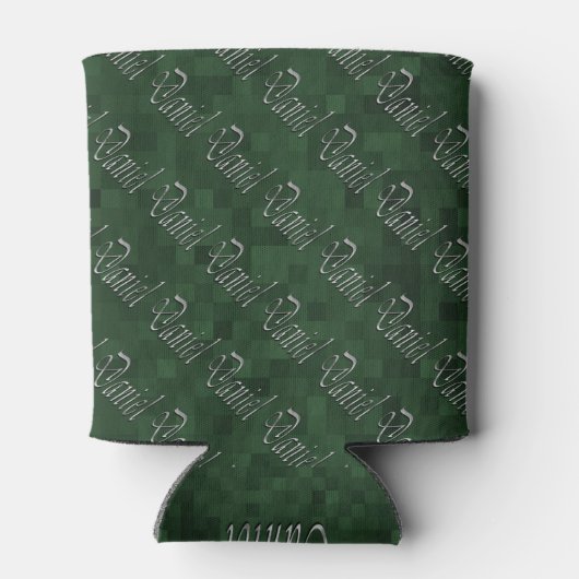 Grey Daniel Name Logos on Green Blikjeskoeler (Achterkant)