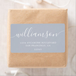Grey Dawn Modern Script Family Retouradres Etiket