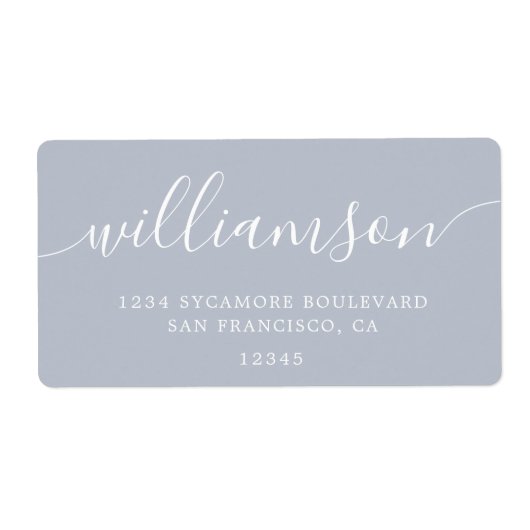 Grey Dawn Modern Script Family Retouradres Etiket (Voorkant)