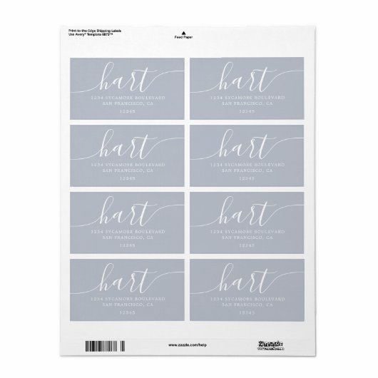 Grey Dawn Modern Script Family Retouradres Etiket (Full Sheet)