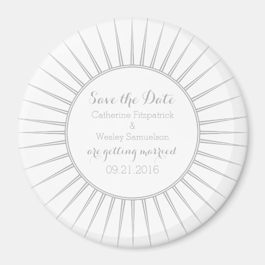 Grey Deco Retro sparen de Magnet van de Datum (Voorkant)