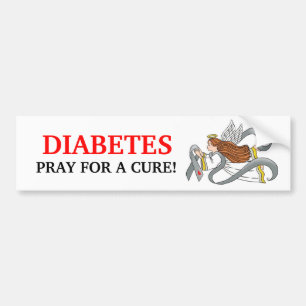 "Grey Diabetes Ribbon" Awareness Angel Bumpersticker