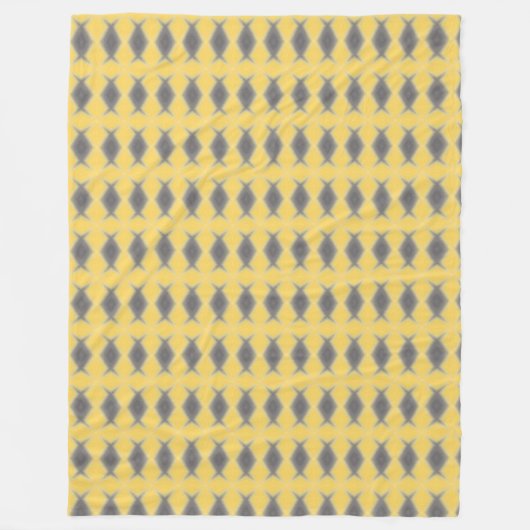 Grey diamond motif on yellow design fleece deken (Voorkant)