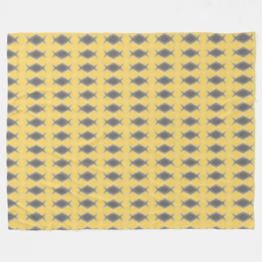 Grey diamond motif on yellow design fleece deken (Voorkant (Horizontaal))