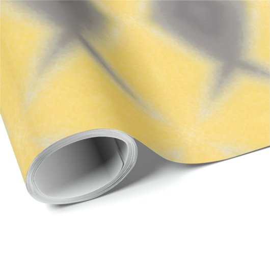 Grey diamond motifs on yellow wrapping paper cadeaupapier (Rol Hoek)