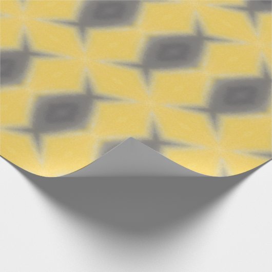 Grey diamond motifs on yellow wrapping paper cadeaupapier (Hoek)