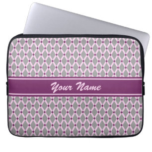 Grey Diamonds-Roze Lijsten Electronics Bag Laptop Sleeve
