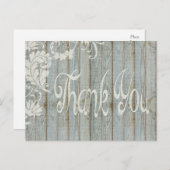 Grey Distressed Wood Rustiek Bedankt Post Kaart (Voorkant / Achterkant)