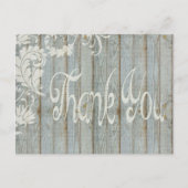 Grey Distressed Wood Rustiek Bedankt Post Kaart (Voorkant)