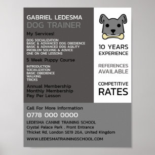 Grey Dog, Dog Trainer Adverteren Poster