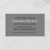 Grey Dog met Bone, Dog Boarding Visitekaartje (Achterkant)