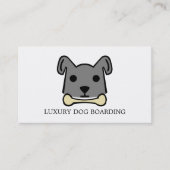 Grey Dog met Bone, Dog Boarding Visitekaartje (Voorkant)