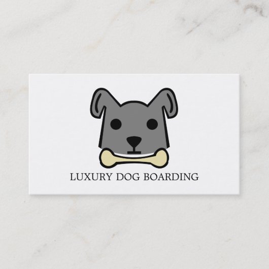 Grey Dog met Bone, Dog Boarding Visitekaartje (Voorkant)