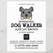 Grey Dog met Bone, Dog Walker Adverteren Flyer (Voorkant)