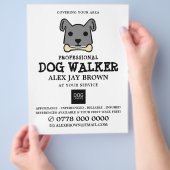 Grey Dog met Bone, Dog Walker Adverteren Flyer (Hand)