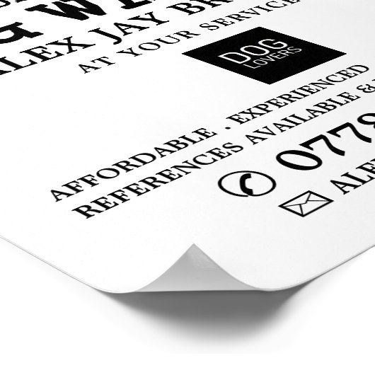 Grey Dog met Bone, Dog Walker Adverteren Poster (Hoek)