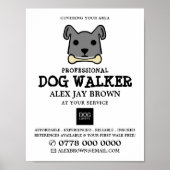 Grey Dog met Bone, Dog Walker Adverteren Poster (Voorkant)