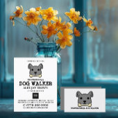 Grey Dog met Bone, Dog Walker Service Visitekaartje