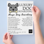 Grey Dog met bot, Dog Boarding, Adverteren Flyer (Hand)