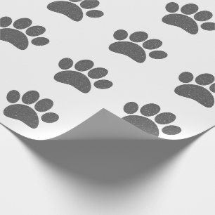 Grey Dog Paw Print Cartoon Oud Papier Print