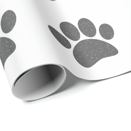 Grey Dog Paw Print Cartoon Oud Papier Print (Rol Hoek)