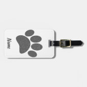Grey Dog Paw Print Cartoon Oud Papier Print Bagagelabel (Voorkant horizontaal)