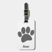 Grey Dog Paw Print Cartoon Oud Papier Print Bagagelabel (Voorkant verticaal)